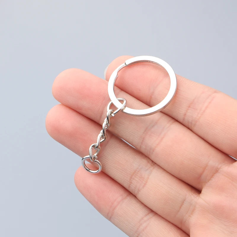 10pcs/lot Flat Key Chain Key Ring Keychain Long Round Split Keyrings Keychain For Jewelry Making  Accessories Wholesale