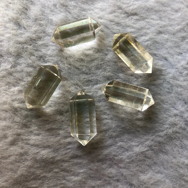 Natural Clear Quartz Double Point Bead Wholesale 2pcs/pack 8x18mm Hexagonal Column Gemstone Jewelry Bead for Ring Face
