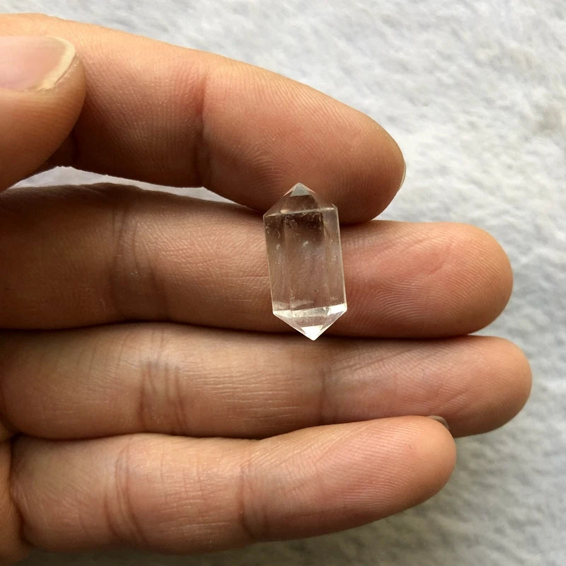 Natural Clear Quartz Double Point Bead Wholesale 2pcs/pack 8x18mm Hexagonal Column Gemstone Jewelry Bead for Ring Face