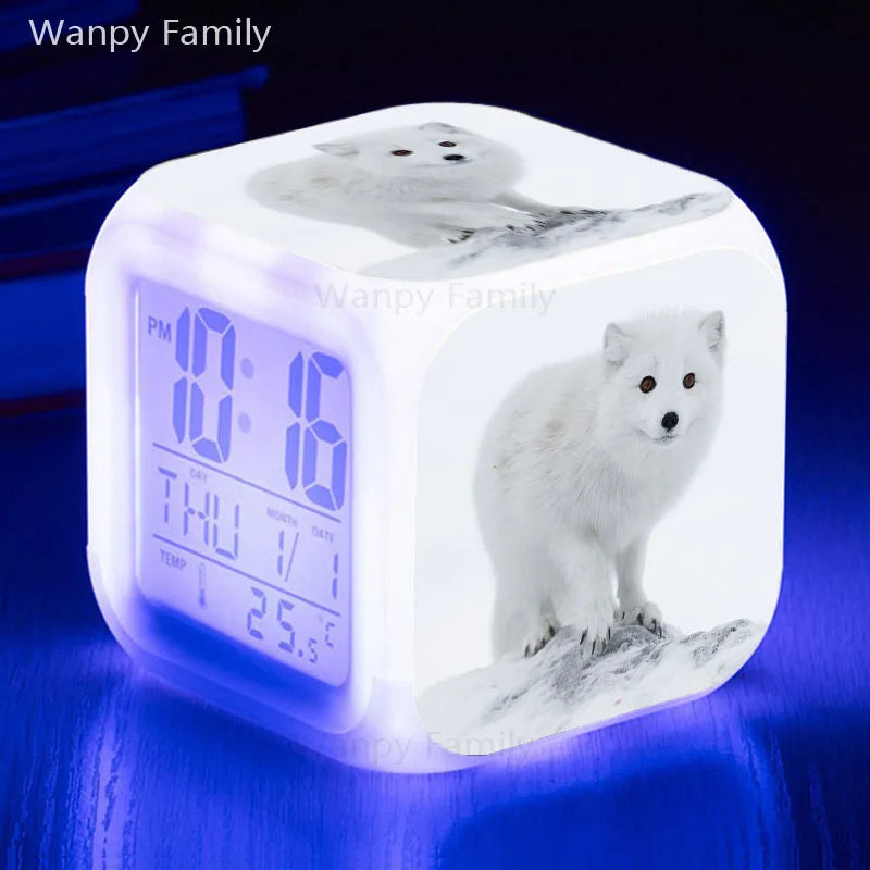 Fox Alarm Clock 7 Color Glowing LED Digital Alarm Clock Multifunction Night Light Electronic Watches Clock Kids Birthday Gifts