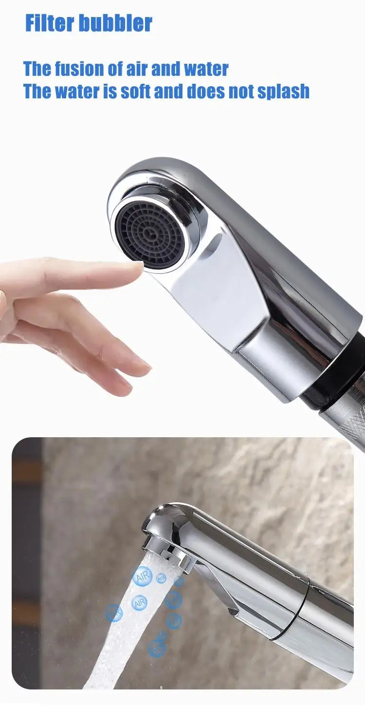 Single Handle Pull-out Bathroom Basin Faucet Hot and Cold Water Countertop Installation Faucet  Water Mode