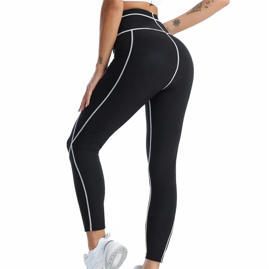 Women Sauna Shaper Pants Body Shaper Full Hot Sweat Effect Coating Slimming Pants Shapewear Workout Gym Leggings Fitness