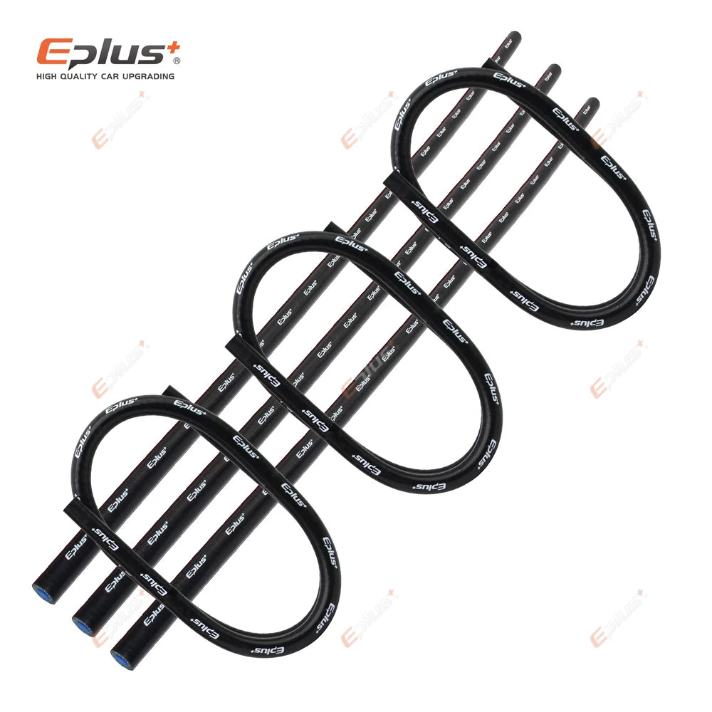 EPLUS 3 Layers Polyester Silicone Hoses Straight 1 Meter Car Engine Universal High Temperature Silica Gel Tube Black Multi Size