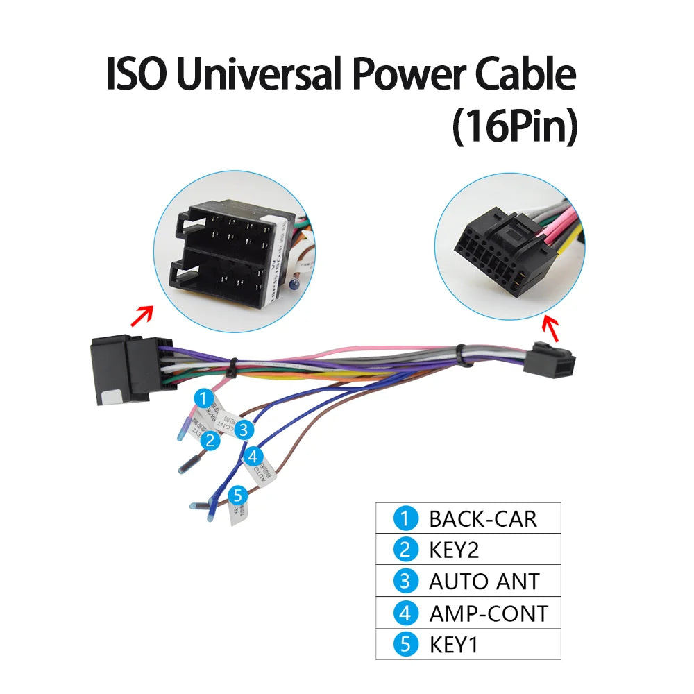 NAVISTART Microphone USB GPS Rear View Camera RCA Output AUX SIM Card Slot Radio Converter 16PIN 4G Power Cable For Car Radio