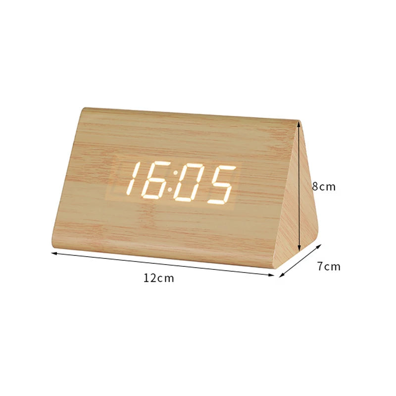 USB/AAA  Clocks LED Wooden Alarm Clock Watch Table Voice Control Digital Wood Despertador Electronic Desktop Table Decor
