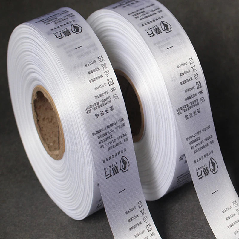 Width2.5cm Free designCustom Printed Satin Labels/Garment Clothing Tags/Woven Labels Screen Printing Water Wash Care Label