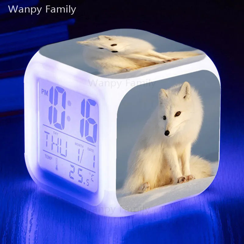 Fox Alarm Clock 7 Color Glowing LED Digital Alarm Clock Multifunction Night Light Electronic Watches Clock Kids Birthday Gifts