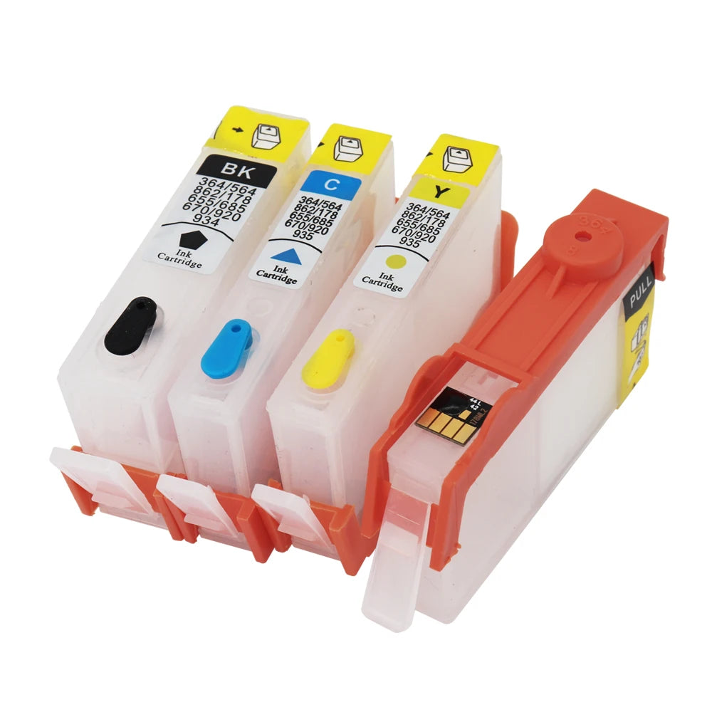 4 Colors Compatible For HP655 Empty Refillable Ink Cartridge For HP Deskjet 3525 4615 5525 6525 Printer Cartridge with ARC Chips