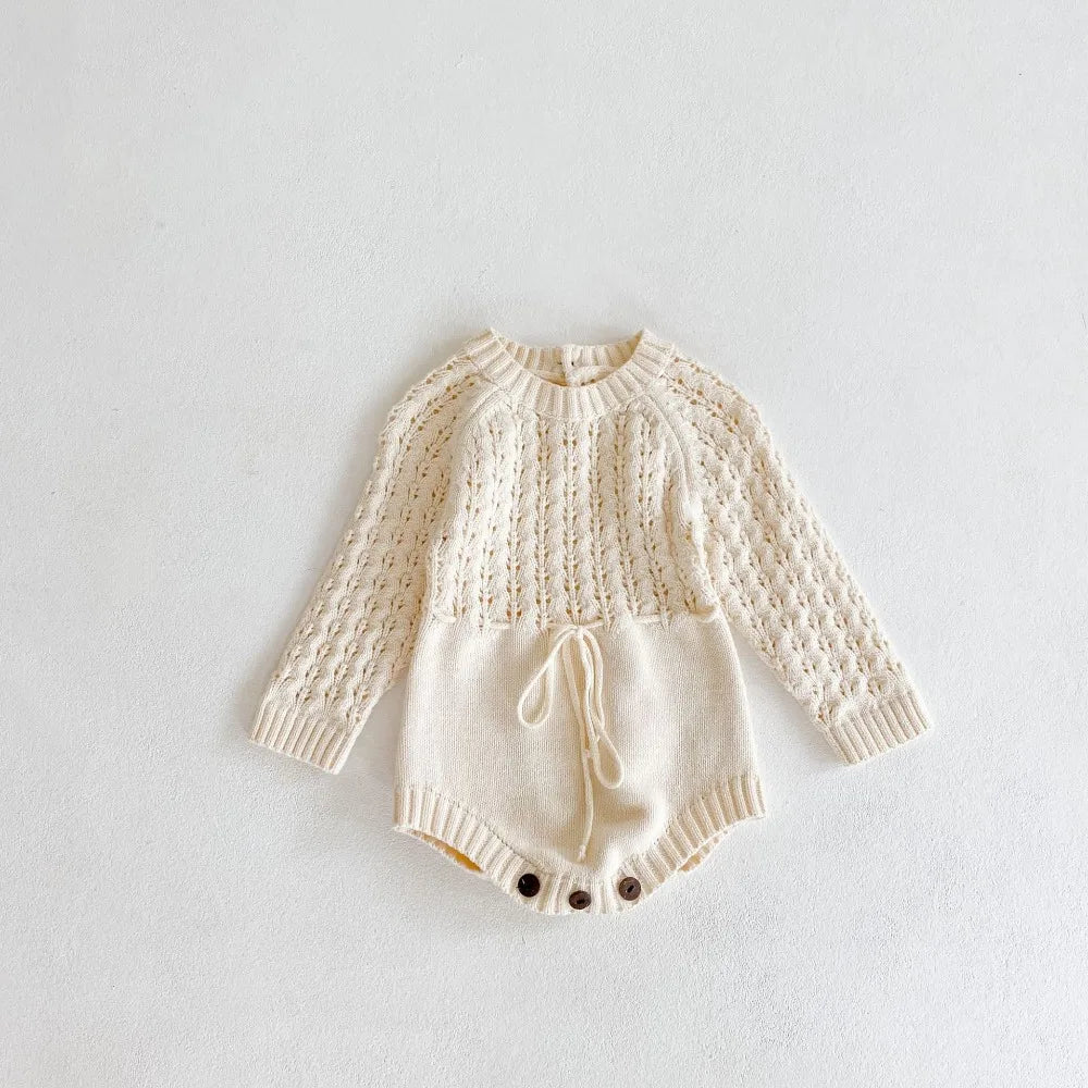 Spring Baby Clothes Girls Romper Autumn Long Sleeve Baby Girl Knit Hollow Out Rompers Baby Jumpsuit Baby Clothes