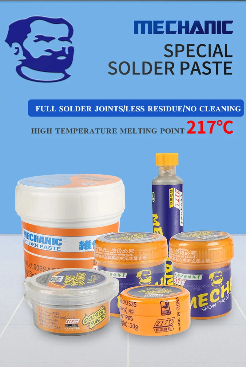 MECHANIC Lead-Free Solder Paste Low/High Temperature Soldering Flux Welding Tin Paste for Mobile Phone PCB BGA SMD Repair Tools