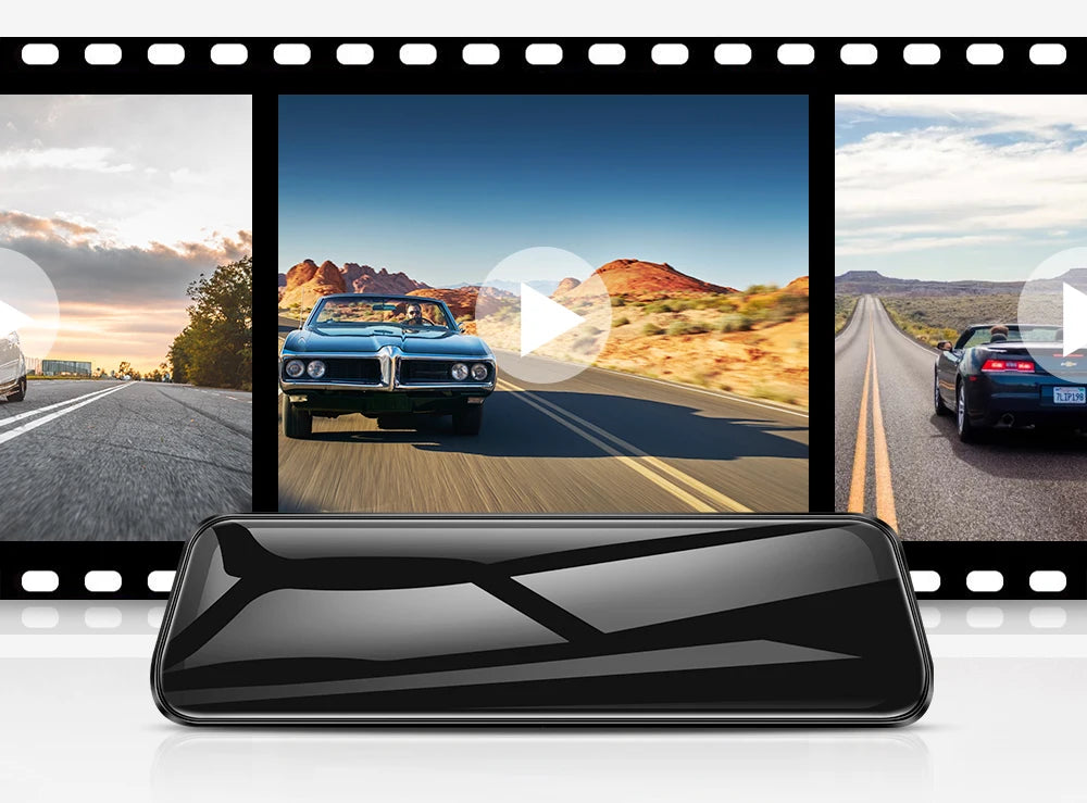 AZDOME PG17 12" WiFi Mirror Dash Cam 2.5K Front and 1080P Rear View Mirror Camera for Cars Dual Camera Waterproof Backup Camera