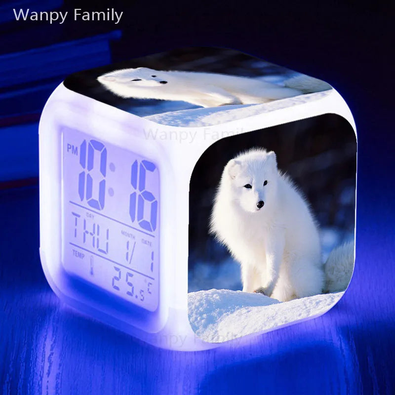 Fox Alarm Clock 7 Color Glowing LED Digital Alarm Clock Multifunction Night Light Electronic Watches Clock Kids Birthday Gifts