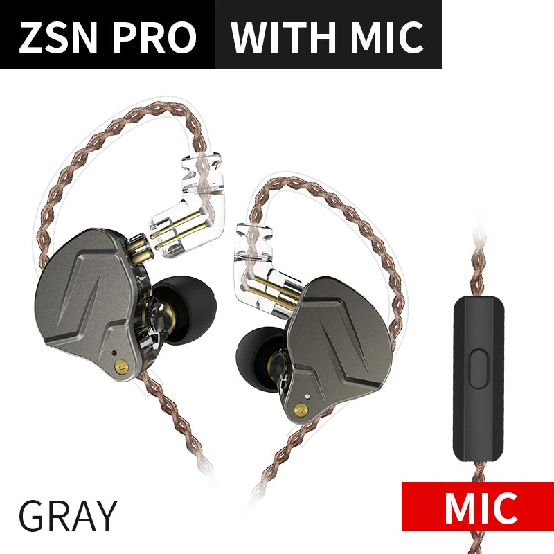KZ ZSN PRO 1BA 1DD Hybrid Drive In Ear Earphones HIFI Metal Bass Earbud Sport Music Headset Replaceable Cable ZS10 PRO ZSX ZSTX