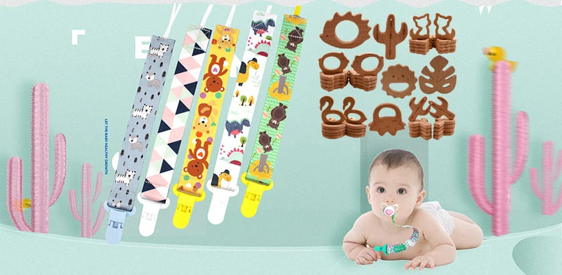 Custom Name Wood Personalized Baby Pacifier Chain Clip Silicone Bead Dummy Nipple Holder With Name Teether Pendant Newborn Gift