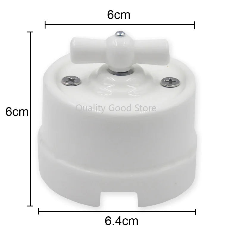 High Quality Wall Light Retro Ceramic Knob Rotary Switch EU Socket White