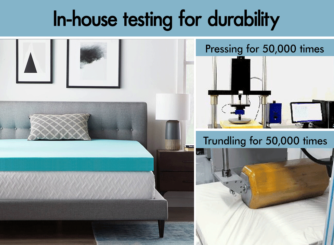 Premium Memory Foam Mattress Toppers with Zipper Bamboo Cover Soft Gel Foam Bed King Queen Twin FUll Size Mattress Help Sleep