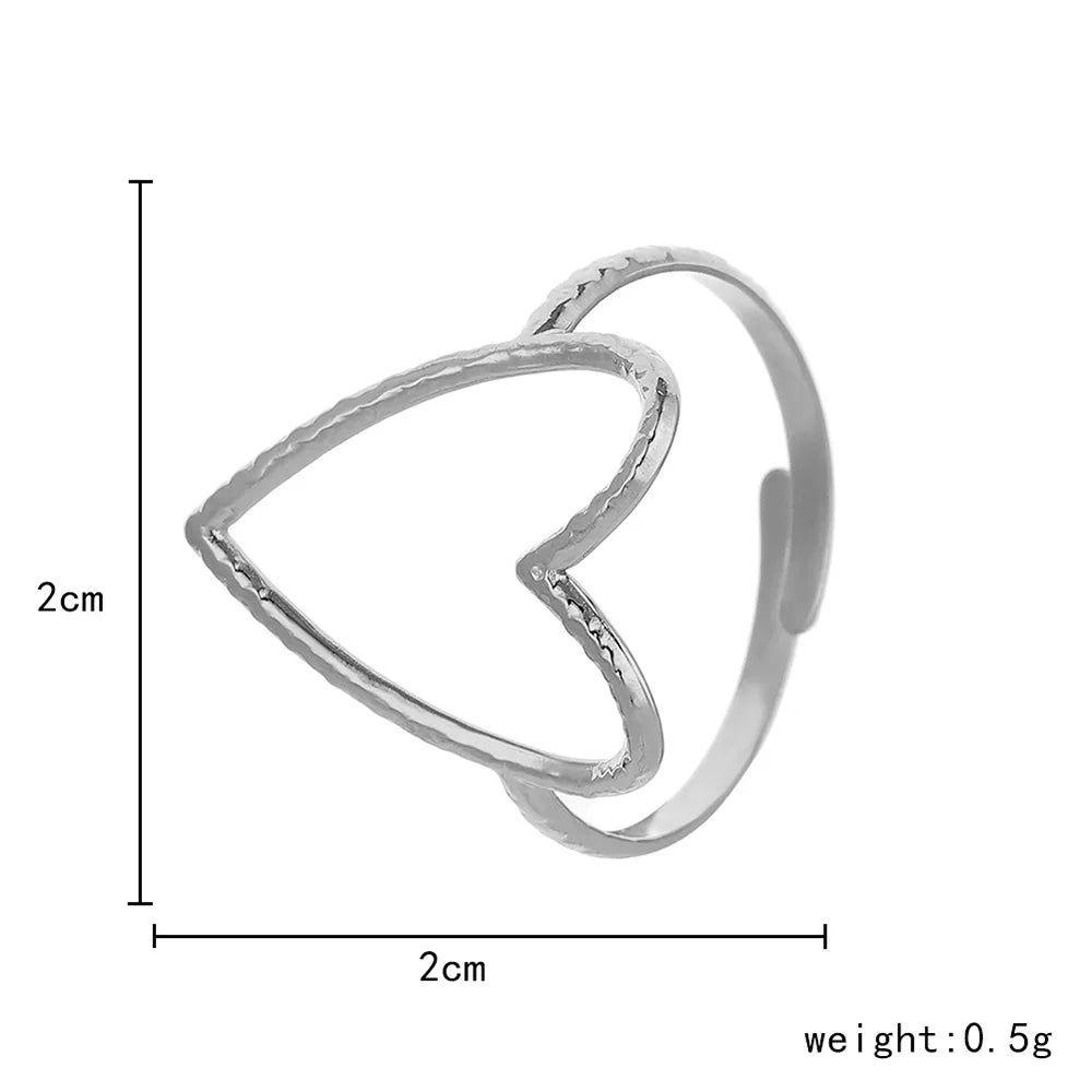 DIEYURO 316L Stainless Steel 2 Colours Love Heart Hollow Ring Fashion Beautiful Woman Exquisite Jewelry Gift For Lovers 2021 New