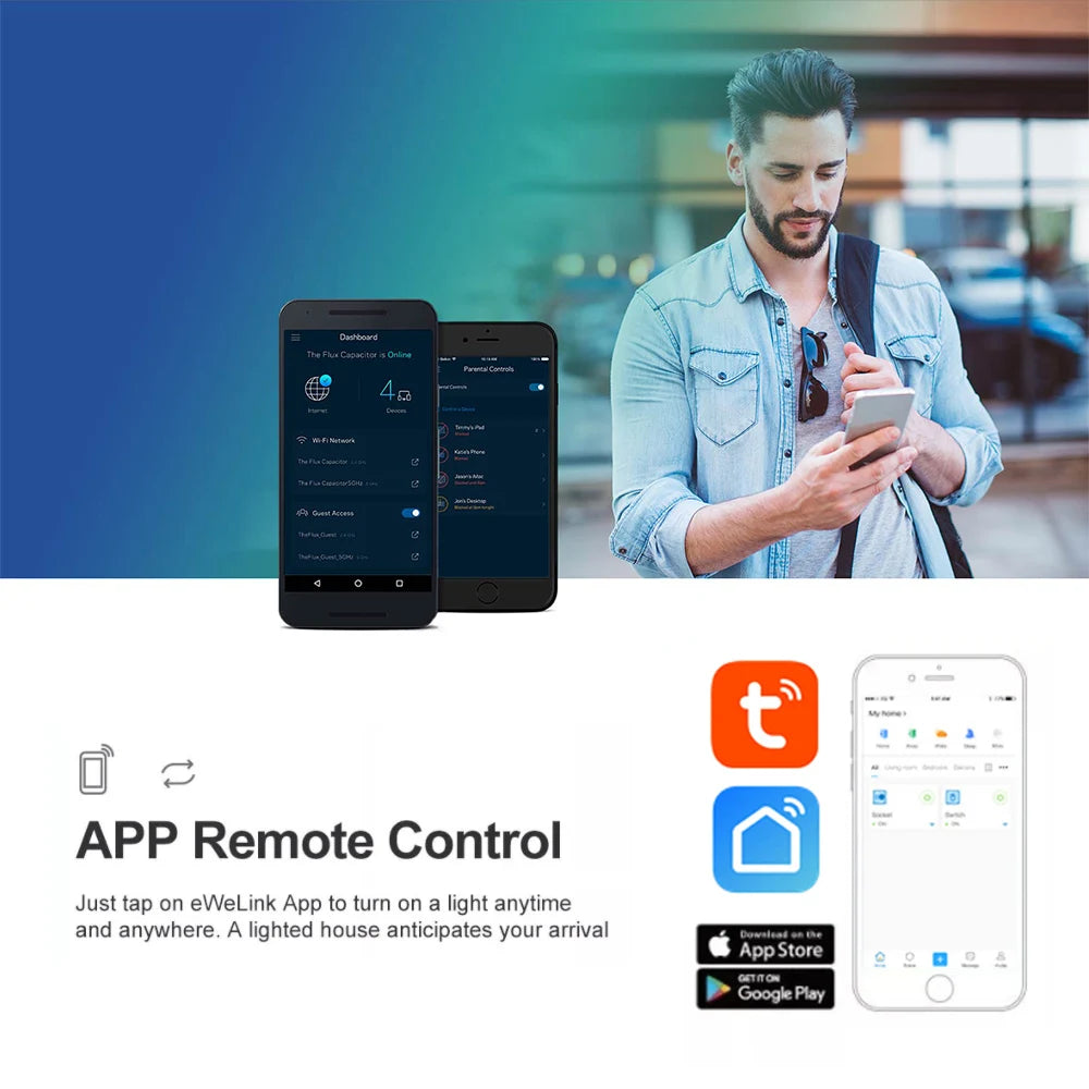 Tuya Smart 4 Channel WiFi RF Momentary Inching Relay Self-Lock Switch Module,DIY WiFi Garage Door Controller, Alexa Google Home
