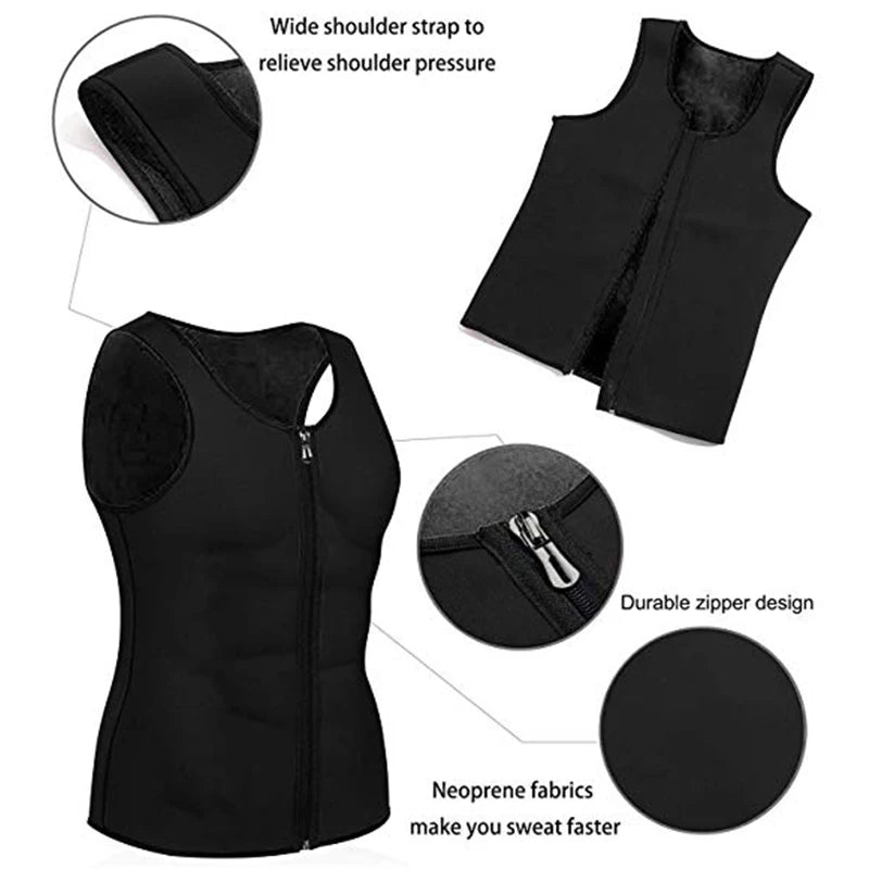 Men's Body Shaper Waist Trainer Sauna Vest Compression Sweat Shirt Corset Top Abdomen Slimming Shapewear Fat Burn Fitness Suits