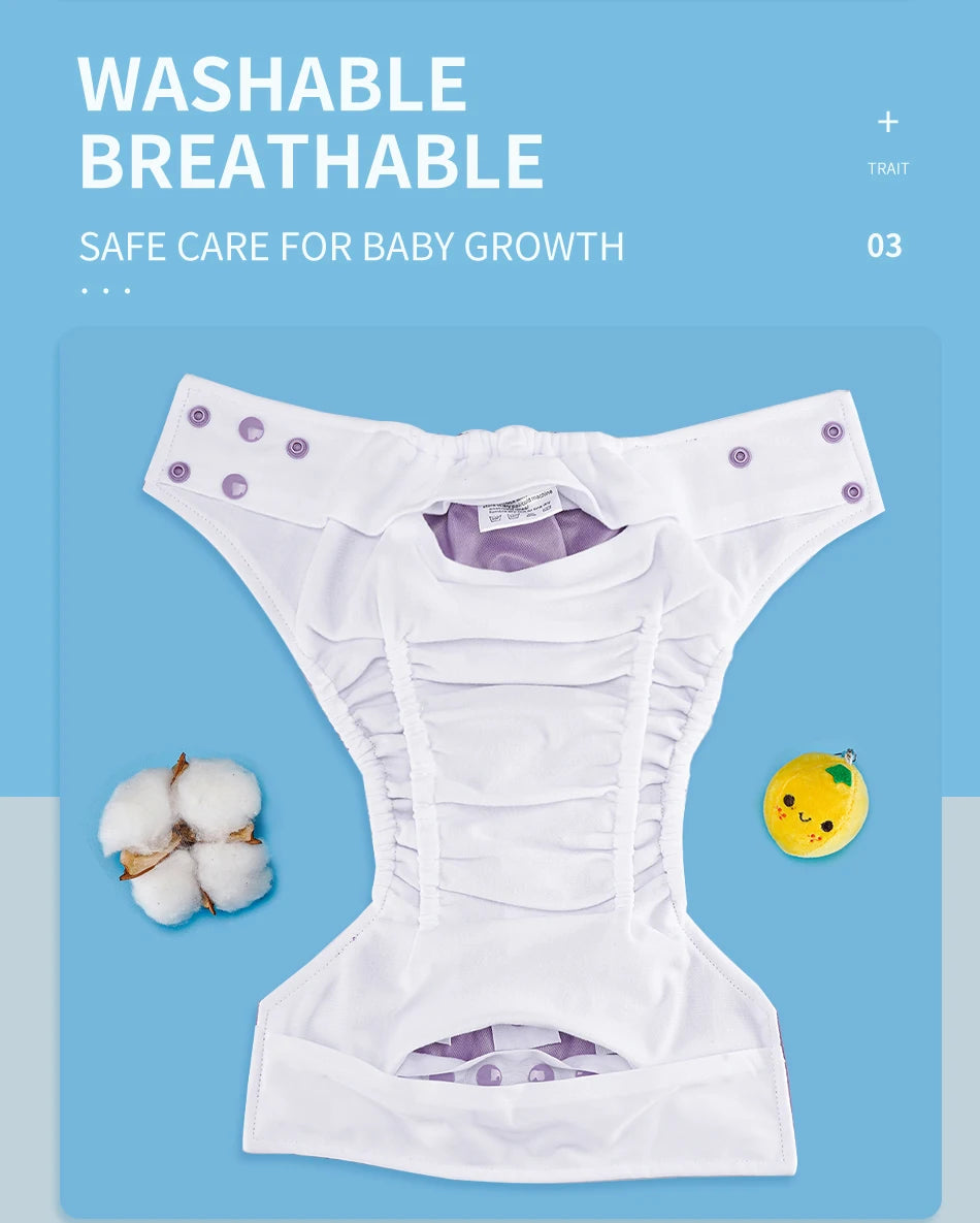 HappyFlute 1Pc Random Print Suede Cloth Inner Baby Nappy Waterproof And Reusable Dual Gussets Cloth Diaper