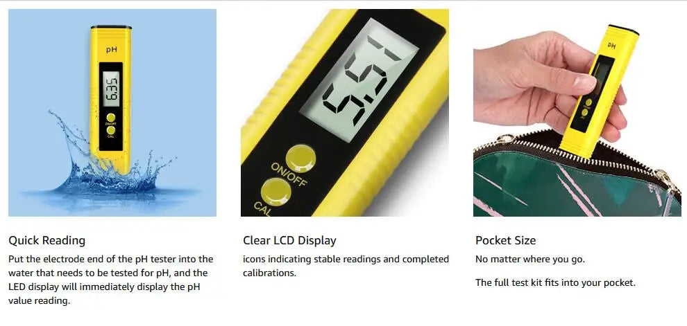 TDS Meter Digital Water Tester High Accuracy Digital 0-14 PH Meter Tester 0-9990ppm TDS&EC LCD Water Purity PPM Aquarium Filter