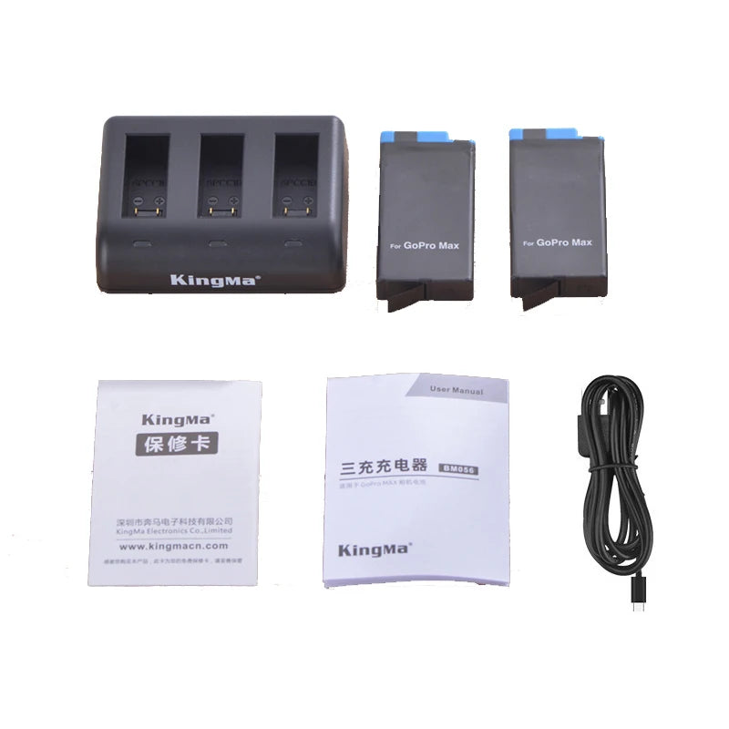 New intelligent For GoPro Max Battery 3 Slot Charger + 1400mAh lithium ion Battery For 360 Panoramic Go Pro Max Camera