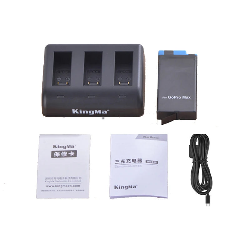 New intelligent For GoPro Max Battery 3 Slot Charger + 1400mAh lithium ion Battery For 360 Panoramic Go Pro Max Camera