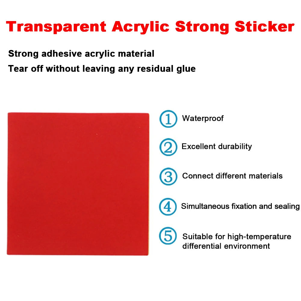 10-100pcs Double Sided Self Adhesive Tape Transparent Acrylic Square Round Strong Pad Heavy Duty Mounting Tape Multiple Size