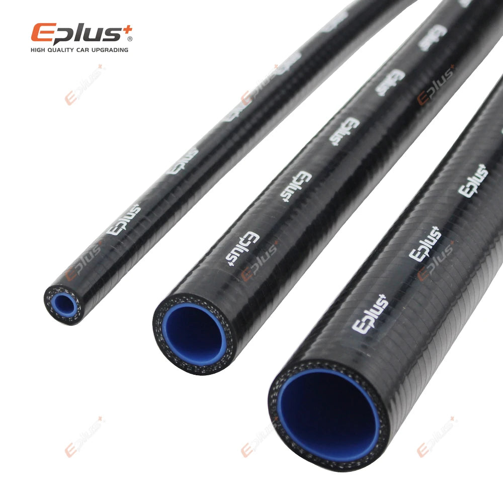 EPLUS 3 Layers Polyester Silicone Hoses Straight 1 Meter Car Engine Universal High Temperature Silica Gel Tube Black Multi Size