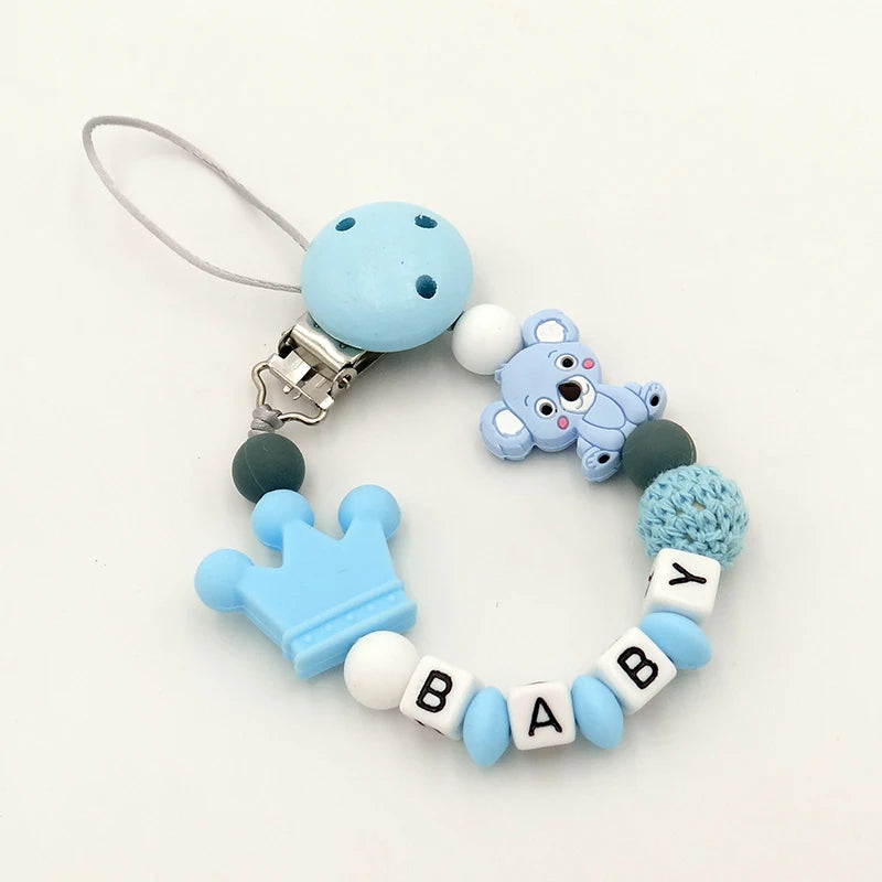 New Handmade Free Personalized Name Pacifier Clips Cute Pacifier Chains Holder Chupetero Personalizado Silicona Baby Shower Gift