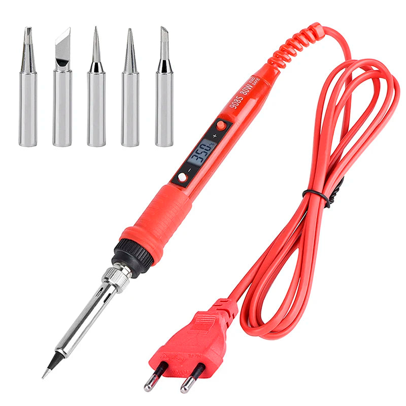 JCD Soldering Iron Kit Adjustable Temperature 220V 80W LCD Digital Display Welding Repair Tools With Solder Tin Iron Tips 908S