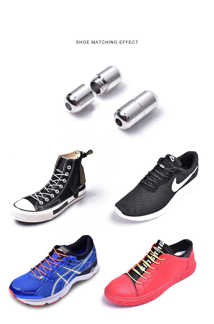 Elastic Laces Sneakers Round Shoelaces without ties Rubber No Tie Shoe laces Shoes Kids Adult Quick Shoe lace Rubber Bands