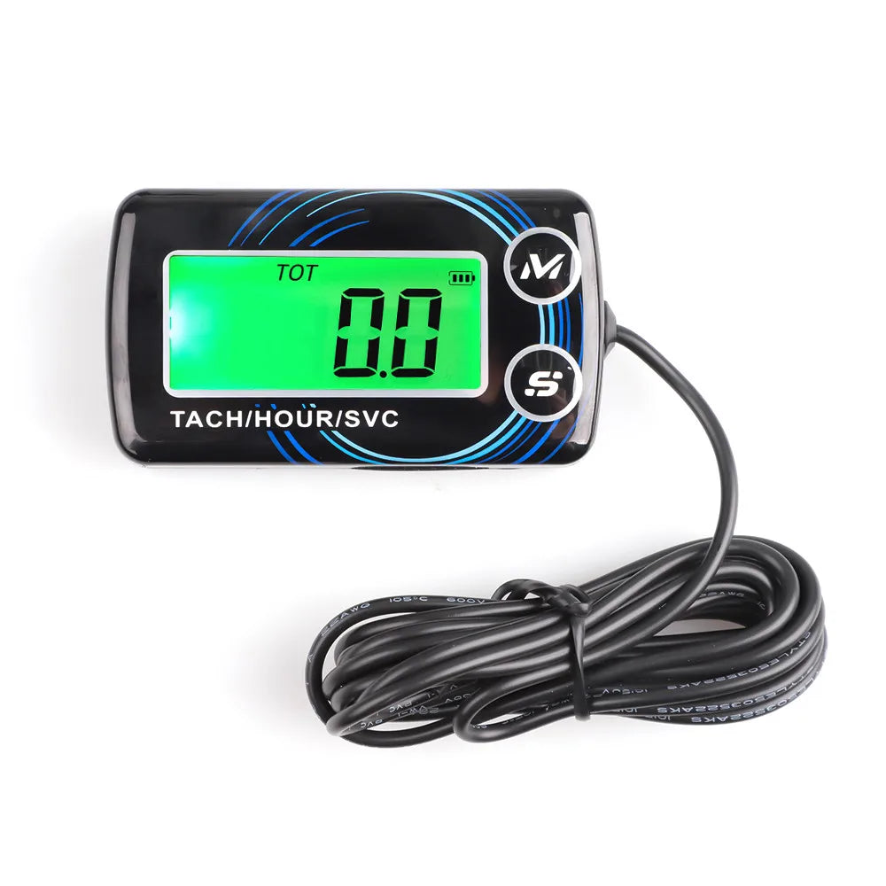 Inductive Tachometer Hour Meters 2 IN 1 Gauge Alert RPM Engine Hour Meter Backlit Resettable Tacho for Motorcycle ATV Lawn Mower