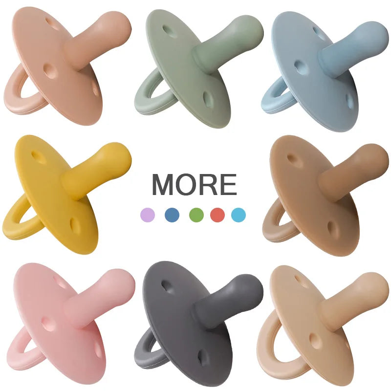 1PCS Silicone Baby Pacifier Food Grade Silicone Newborn Soother BPA Free Solid Color Dummies Silicone Nipple Baby Sutff