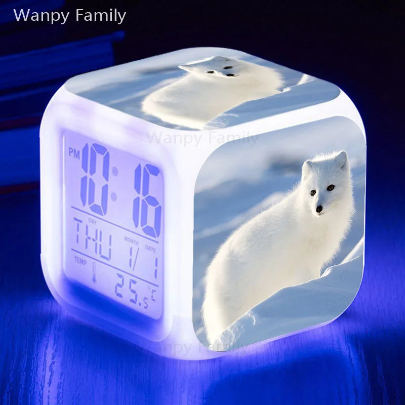 Fox Alarm Clock 7 Color Glowing LED Digital Alarm Clock Multifunction Night Light Electronic Watches Clock Kids Birthday Gifts
