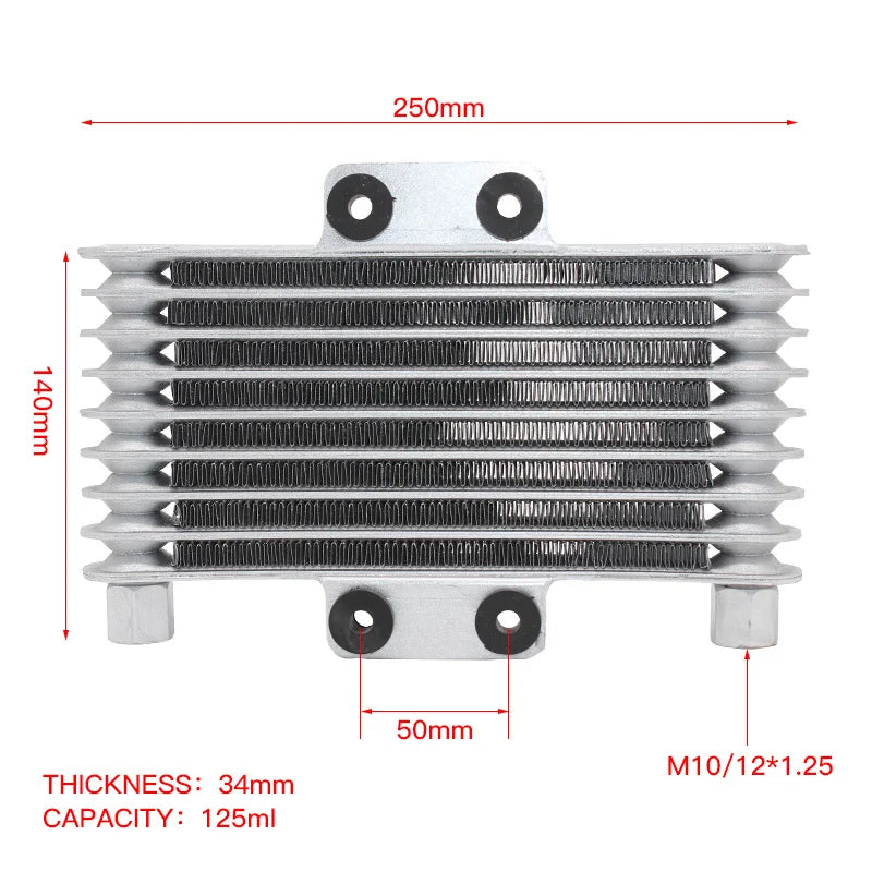 Motorcycle Oil Cooler Oil Engine Radiator Aluminum 125ml Cooling Radiators for 125CC-250CC Motorcycle Dirt Bike ATV