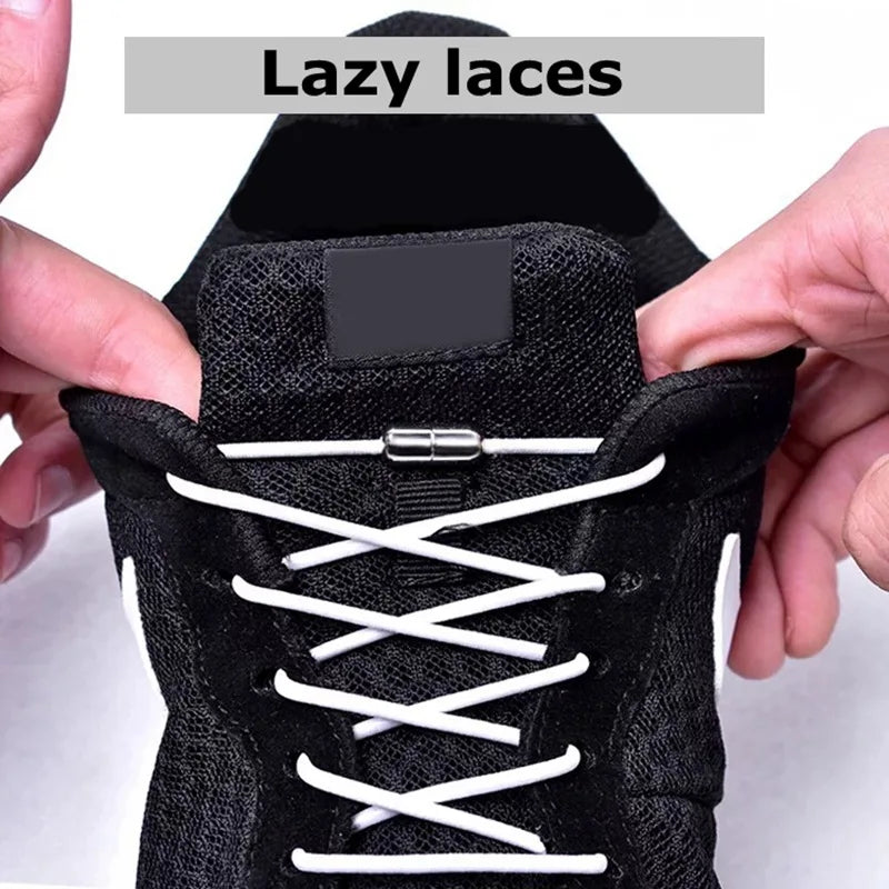 Elastic Laces Sneakers Round Shoelaces without ties Rubber No Tie Shoe laces Shoes Kids Adult Quick Shoe lace Rubber Bands