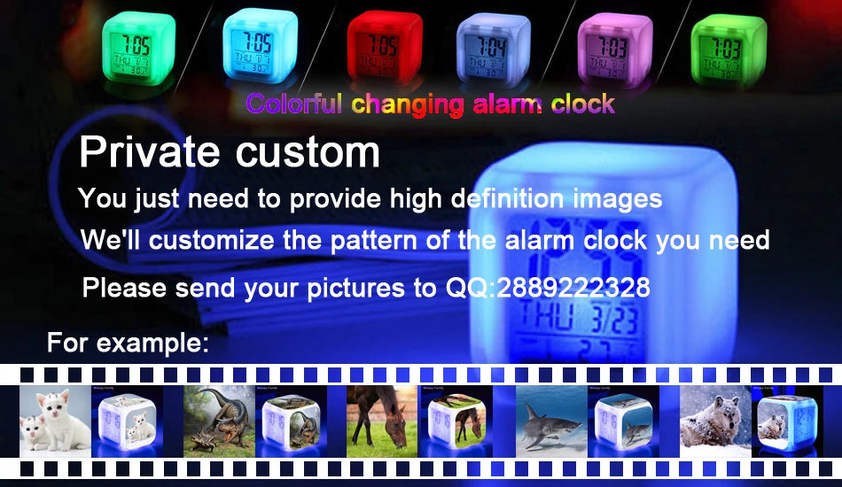 Fox Alarm Clock 7 Color Glowing LED Digital Alarm Clock Multifunction Night Light Electronic Watches Clock Kids Birthday Gifts