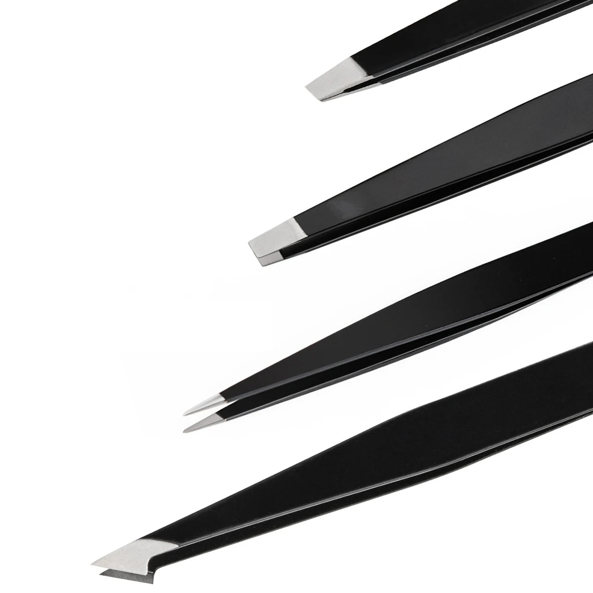 Tweezers Stainless Steel Eyebrow Tweezers Hair Removal Slanted Black Tip Point Face Harmless Beauty False Eyelashes Makeup Tools