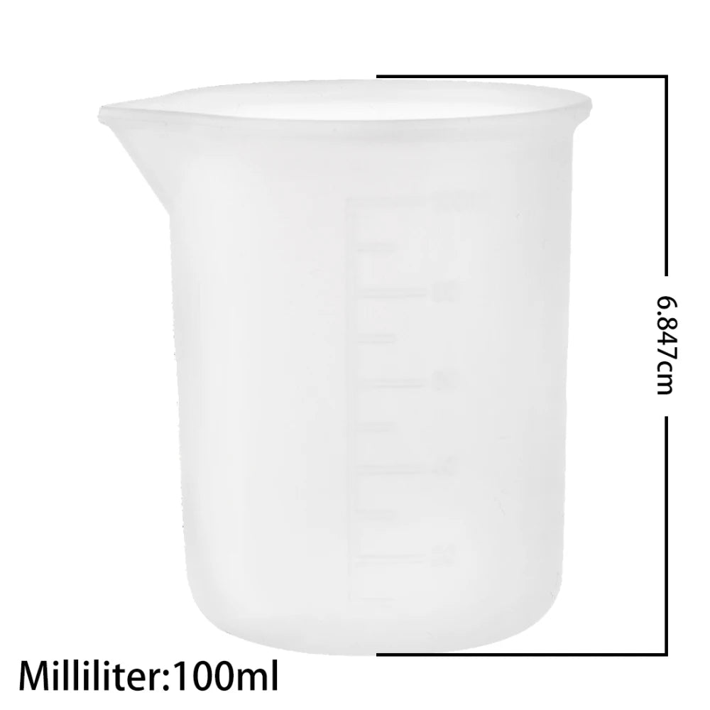 5pcs 100ml Silicone Measuring Cup Transparent With Scale Food-Grade Separating Cups DIY Cake Epoxy Resin Jewelry Making Tools