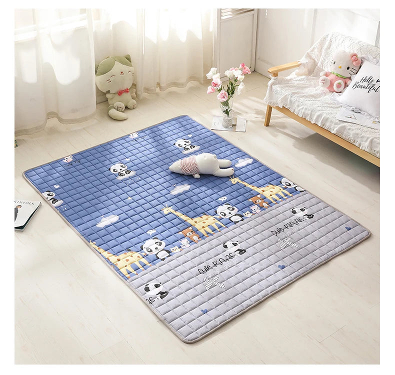 Comfortable Soft Foldable high quality Tatami Mattress single double Thick warm cotton cute cartoon topper Mattress with straps