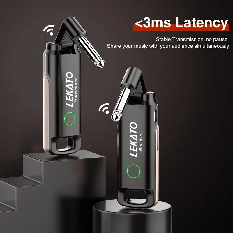 LEKATO Transmitter Receiver WS-70 Wireless Guitar System Built-In Rechargeable Audio Guitar Wireless System 70 Channels 40M