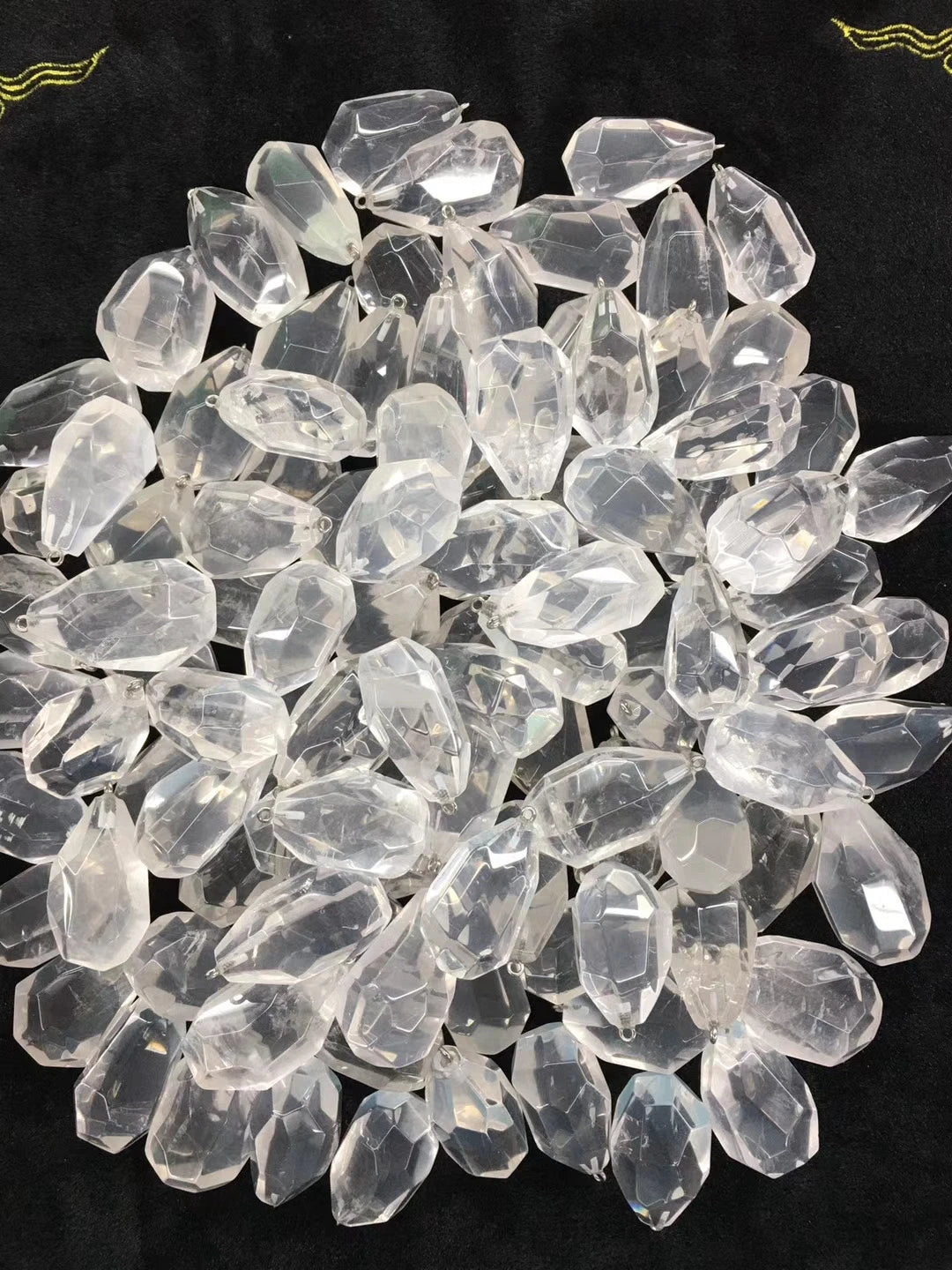 2pcs/pack Wholesale Faceted Clear Quartz Rock Crystal Beads Natural Stone Pendant for Jewelry Making