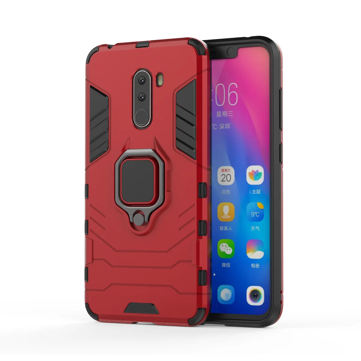 Luxury Armor For Xiaomi Pocophone F1 Case Shockproof PC+TPU Protective Back Cover For Poco F1 Case Magnetic Holder Ring Bracket