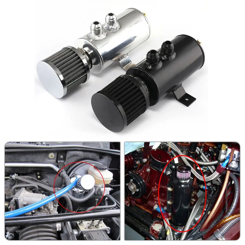 750ml Aluminum AN10 Oil Catch Can Exhaust Reservoir Tank with Breather Filter Baffled Kit Fuel Tank OCC-1011