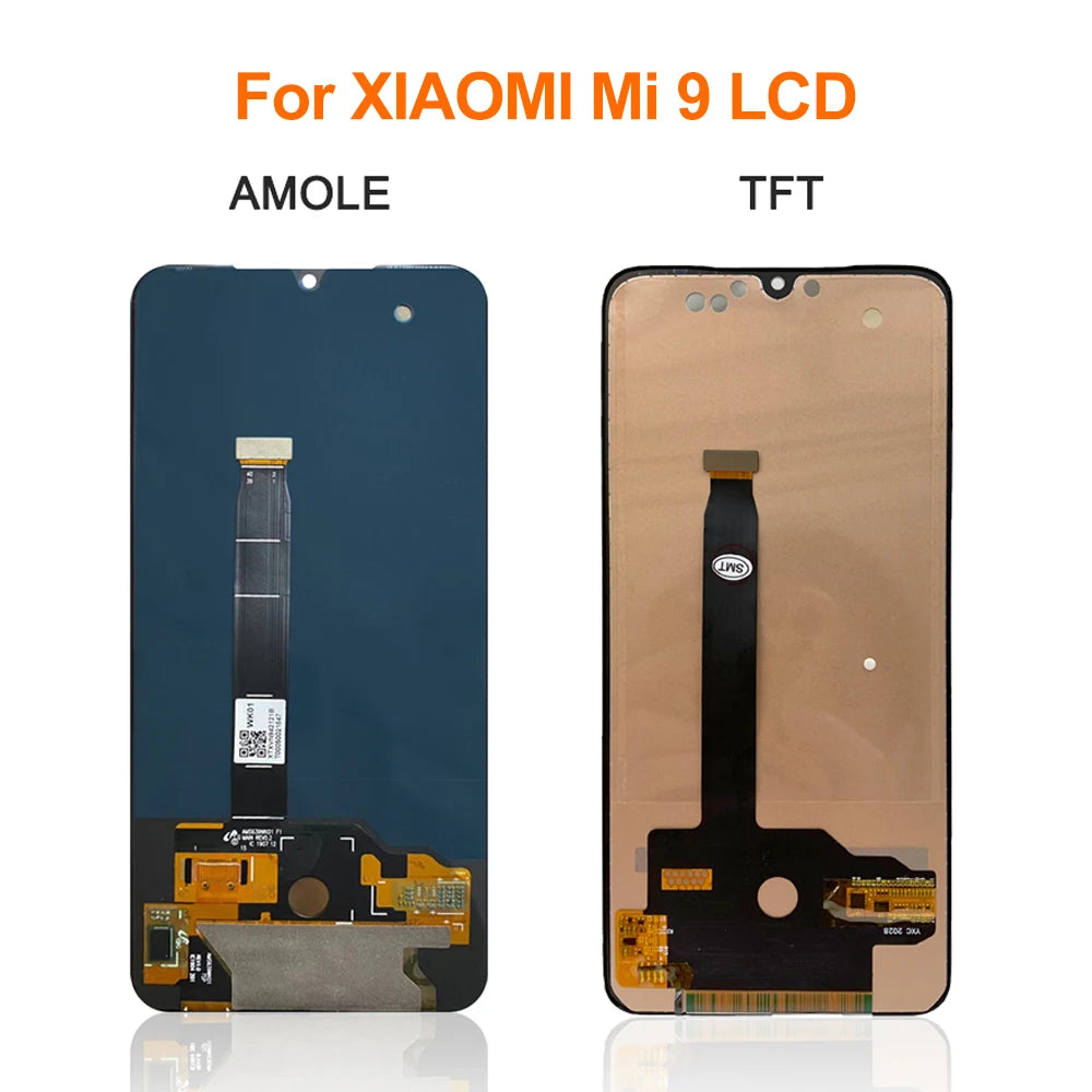 AMOLED For Xiaomi Mi 9 Mi9 LCD Display Touch Screen Digitizer Assembly With Frame For Xiaomi Mi9 M1902F1G Screen Replacement