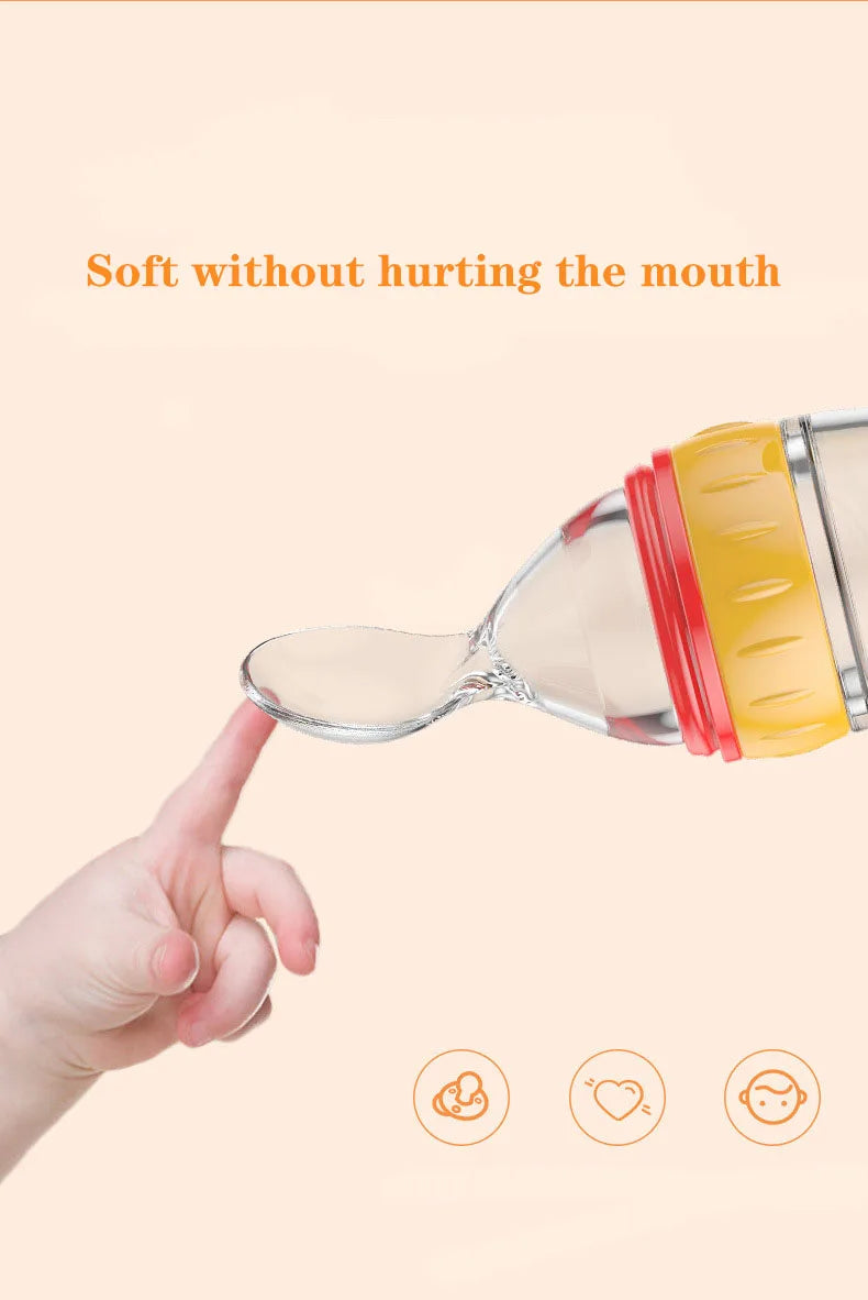 Safe Useful Silicone Baby Bottle With Spoon Food Supplement Rice Cereal Bottles Squeeze Spoon Milk Feeding Bottle Cup