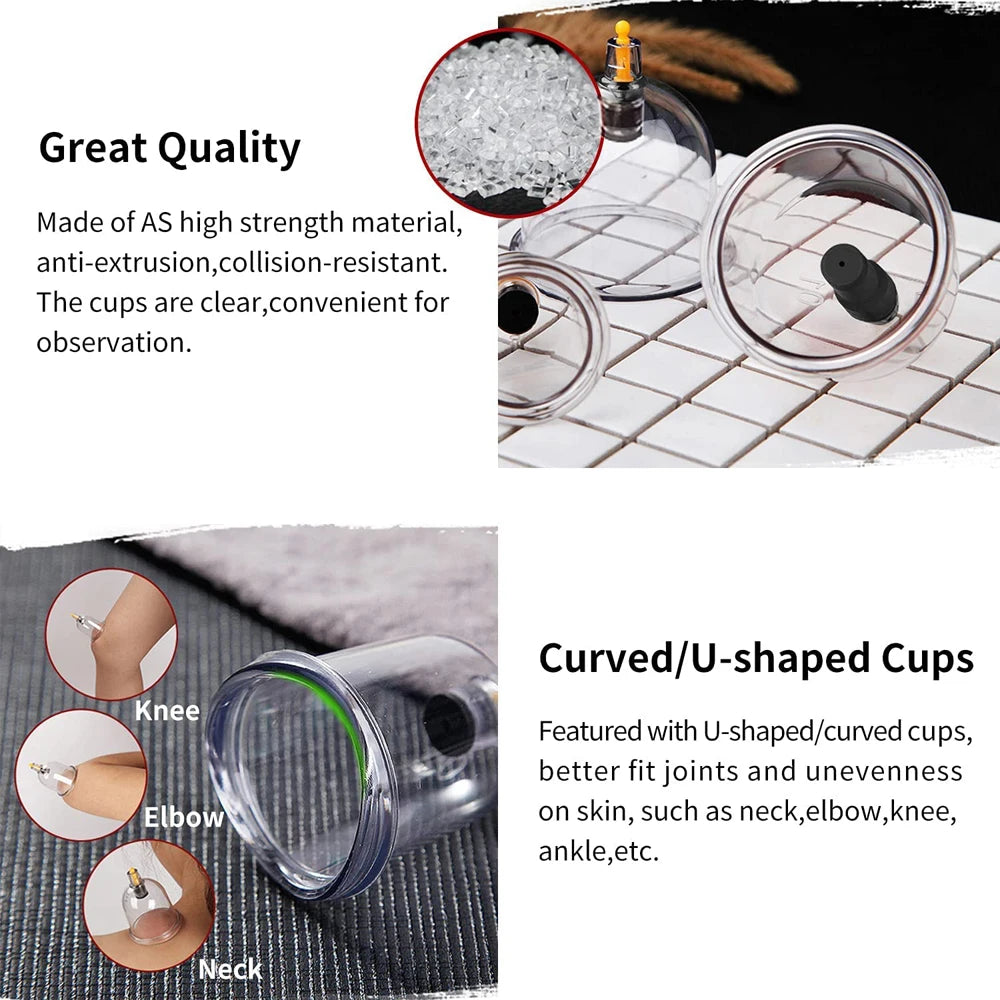 24/32 Therapy Cups Cupping Therapy Set with Pump, Professional Chinese Acupoint Cupping Therapy Hijama for Massage Muscle&Joints