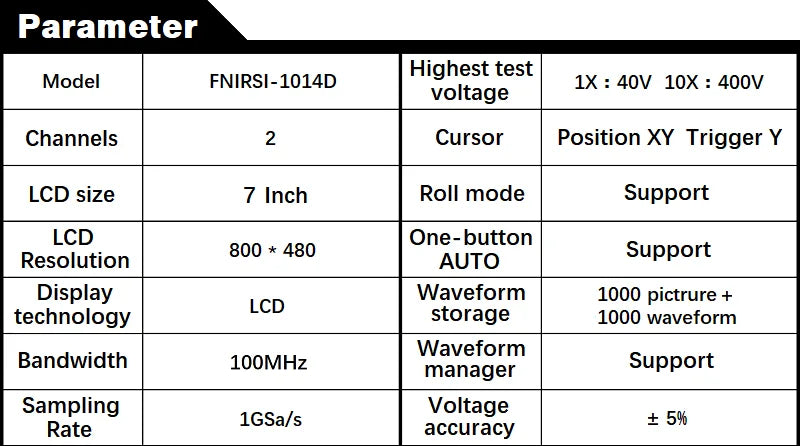 FNIRSI 1014D Digital Oscilloscope 2 In 1 Dual Channel Input Signal Generator 100MHz* 2 Analog Bandwidth 1GSa/s Sampling Rate