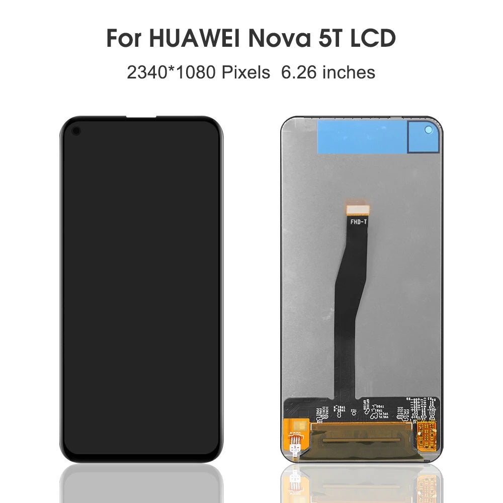 6.26'' for Huawei Nova 5T YAL-L21 L61A L71A LCD Screen+Touch Display Digitizer Replacement With Frame for Huawei Nova 5t Display